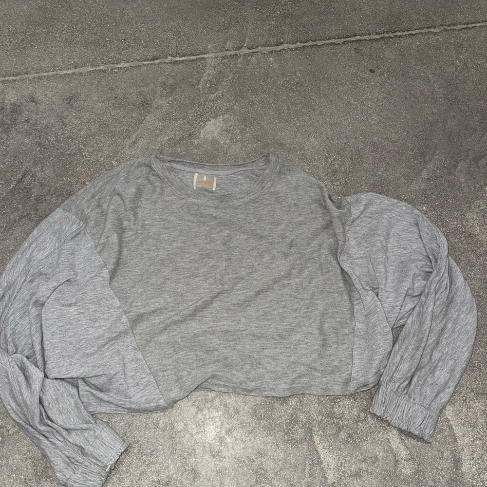 Free People Light Gray Crop Sweatshirt